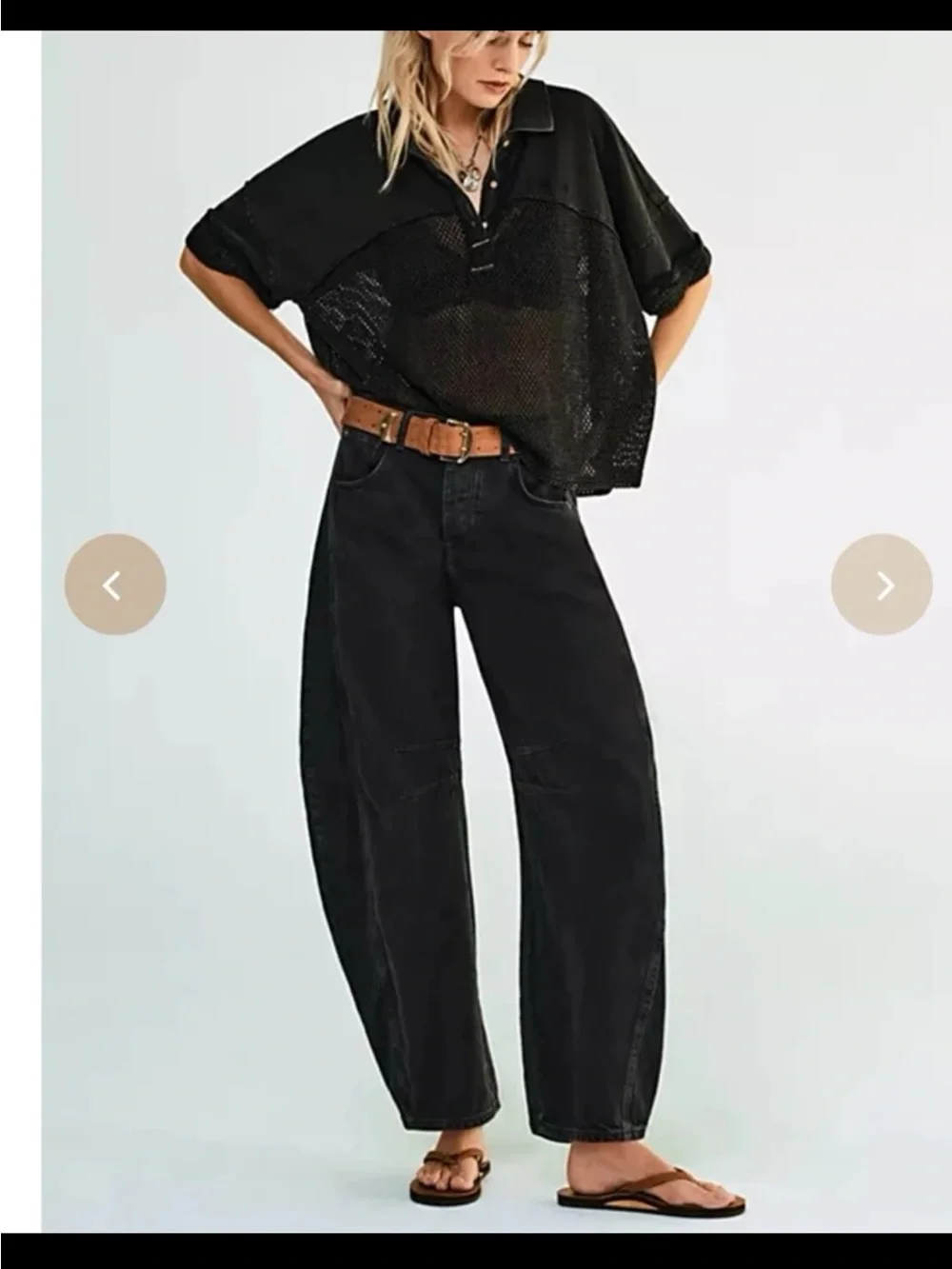 FREE PEOPLE WE THE FREE GOOD LUCK MID RISE BARREL JEAN - SOUNDWAVE 7503 
size 29 - Picture 3 of 12